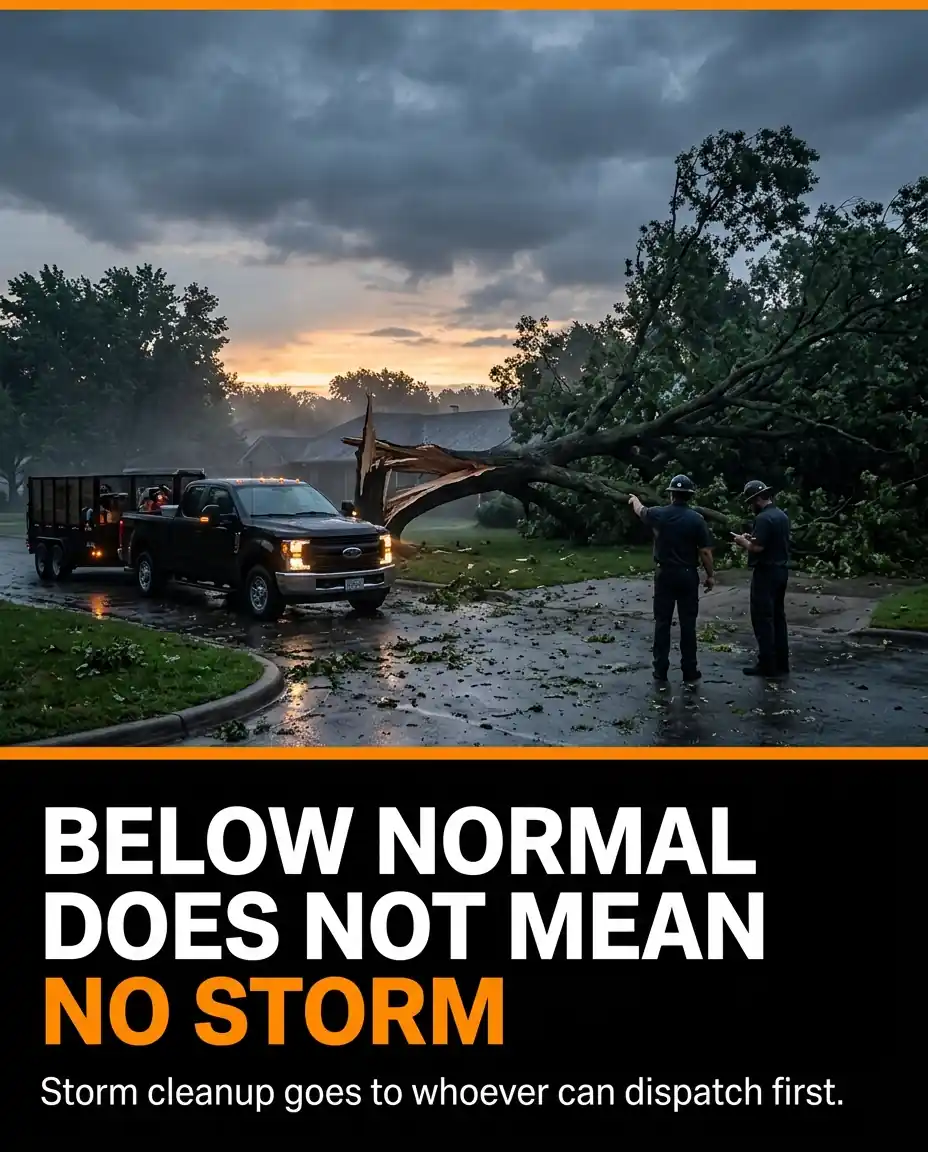 Landscaping crew dispatched for storm cleanup with GPS fleet tracking